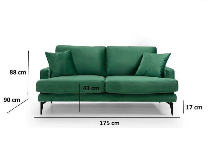 Atelier Del Sofa Sofá Papira 2 Seater Verde 2 Plazas Madera De Haya Poliéster Espuma
